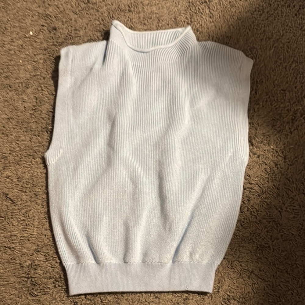 Ellison Sky Blue Ribbed Sleeveless Top
